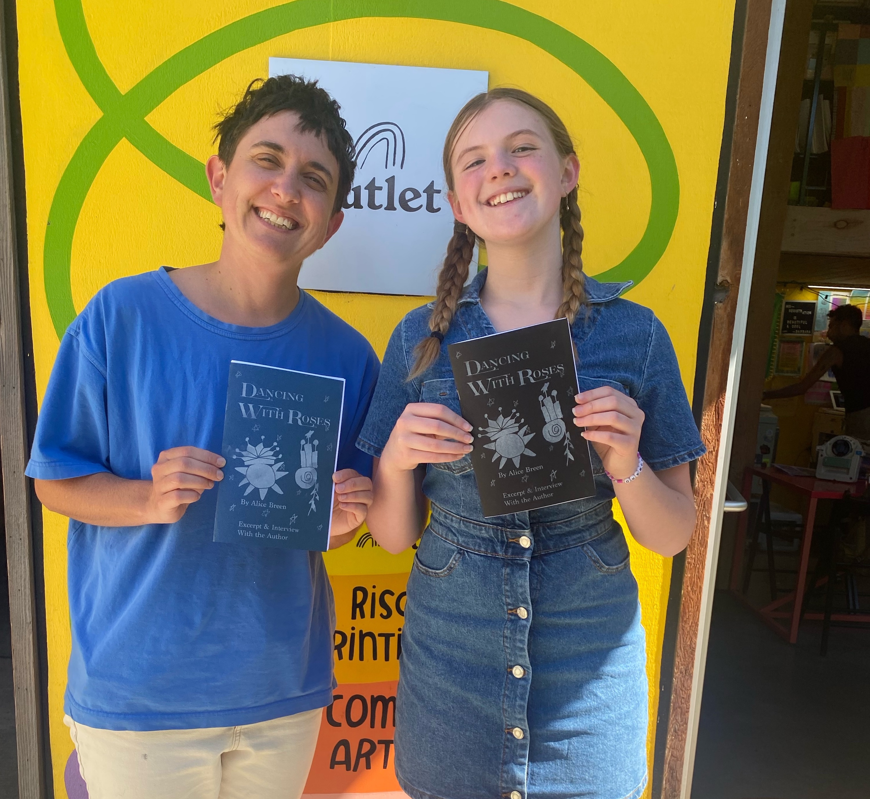 alice and me holding up our finished chapbooks